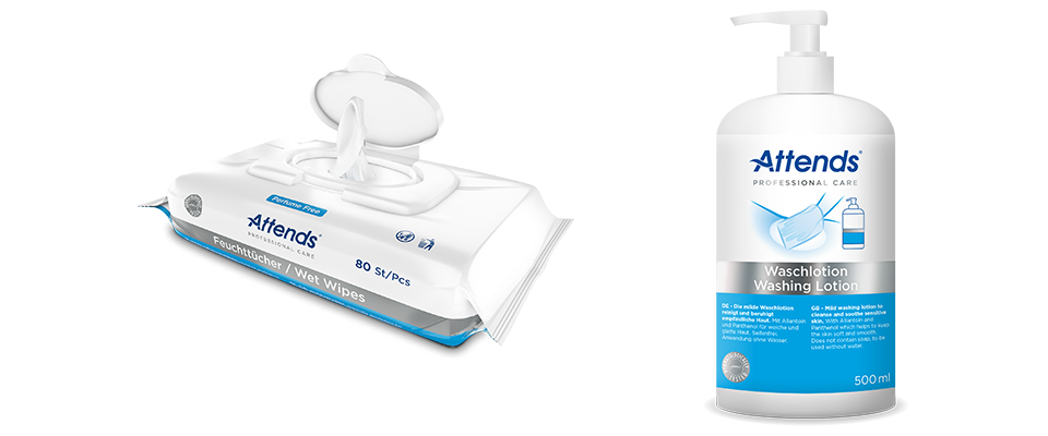 Attends Wet Wipes and Attends Washing lotion